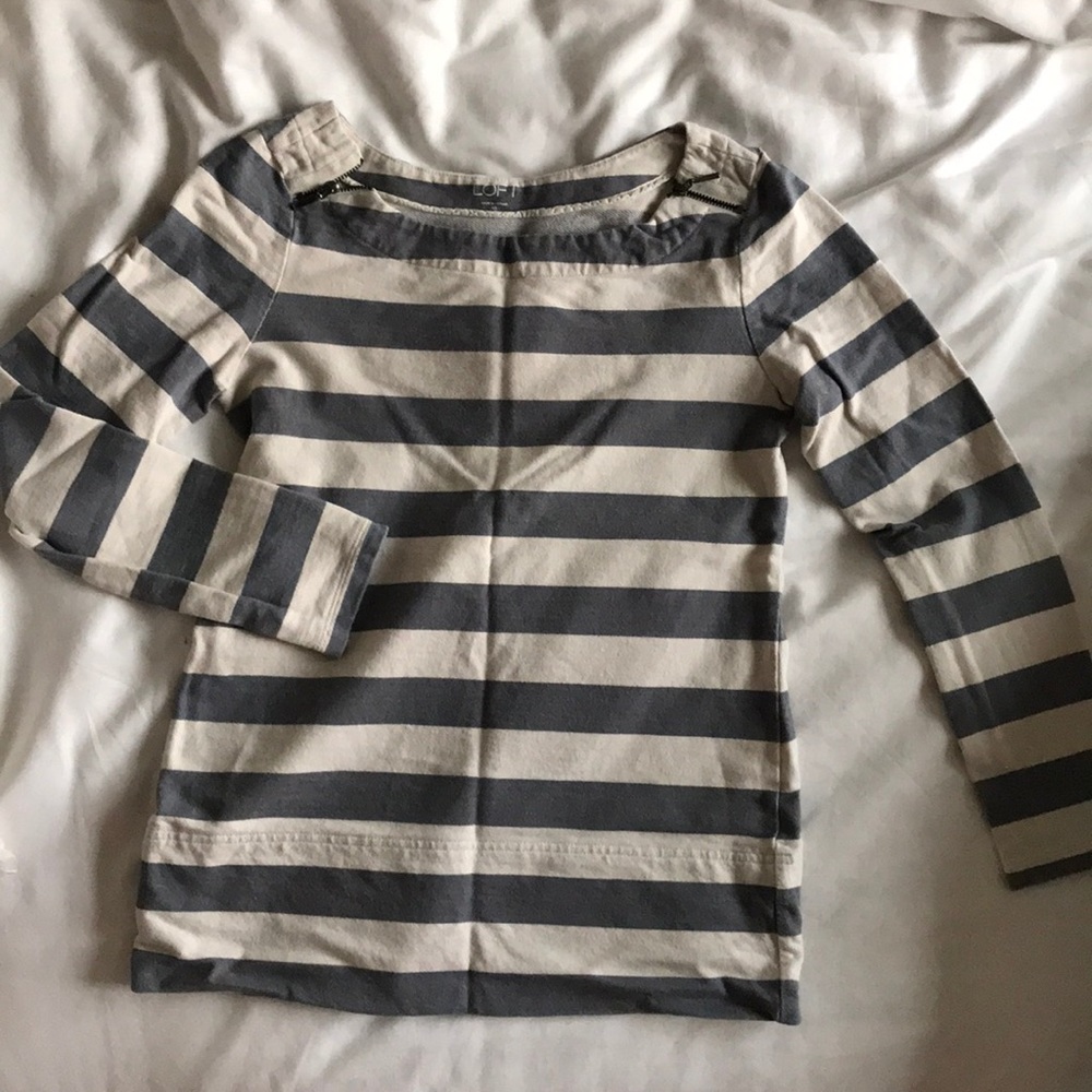 Loft Grey/White Stripe Long Sleeve